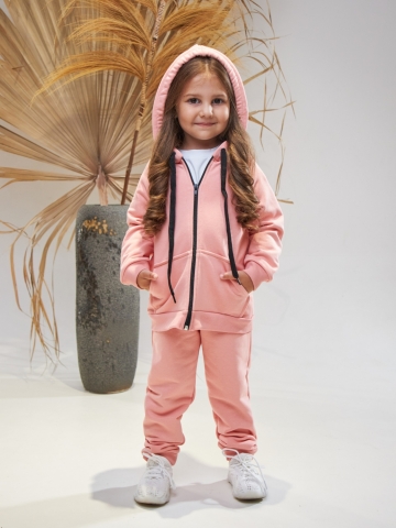 Купить оптом 328-ПЕР. Костюм детский  на молнии, персик, хлопок 65%, 35% ПЭ, 3-х нитка без начеса 80,86,92 в Каспийске
